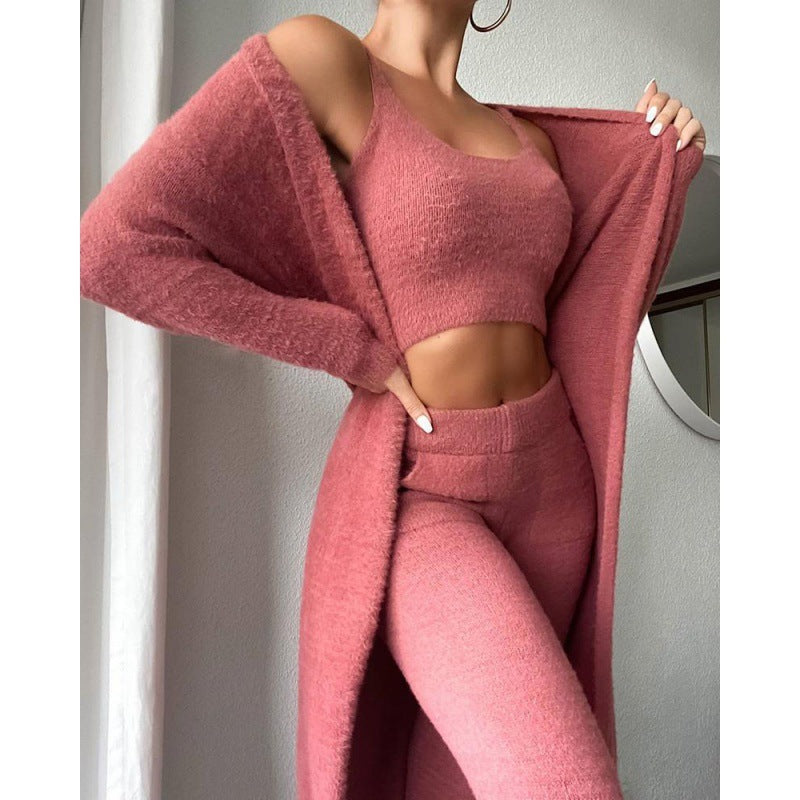 Cute Loungewear, Warm Suit Sets, Lounge Set, 3 Piece Pant Sets, Women Dress
