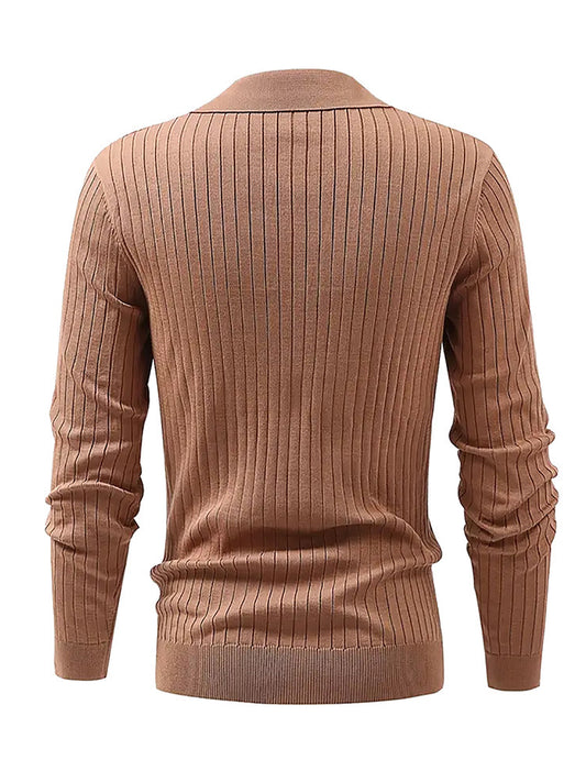 Lapel Texture Stretch Slim Knit Polo Shirt Men Polo Shirt Fashion Clothing