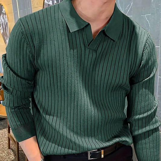 Lapel Texture Stretch Slim Knit Polo Shirt Men Polo Shirt Fashion Clothing